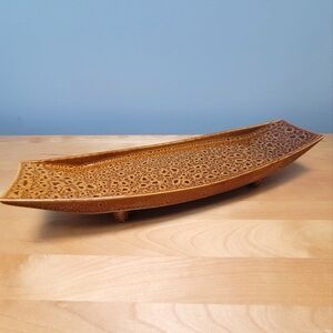 PARTYLITE | Vintage Speckled Rust & Brown Ceramic Footed  Candle Holder